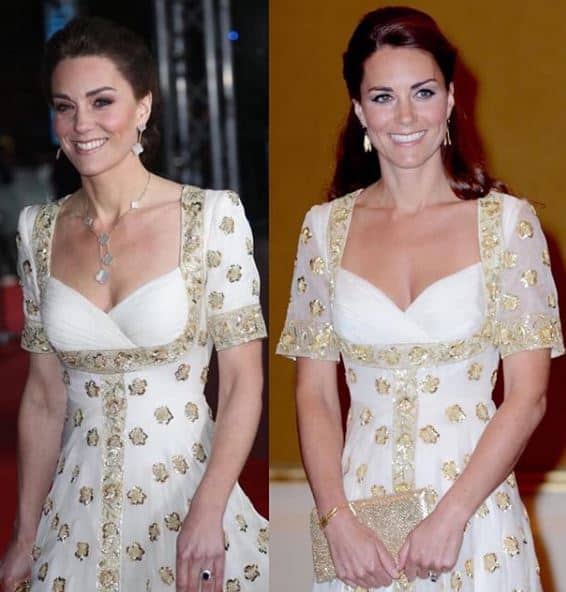Kate Middleton Pictures in White and Gold Gown | Showbiz Hut