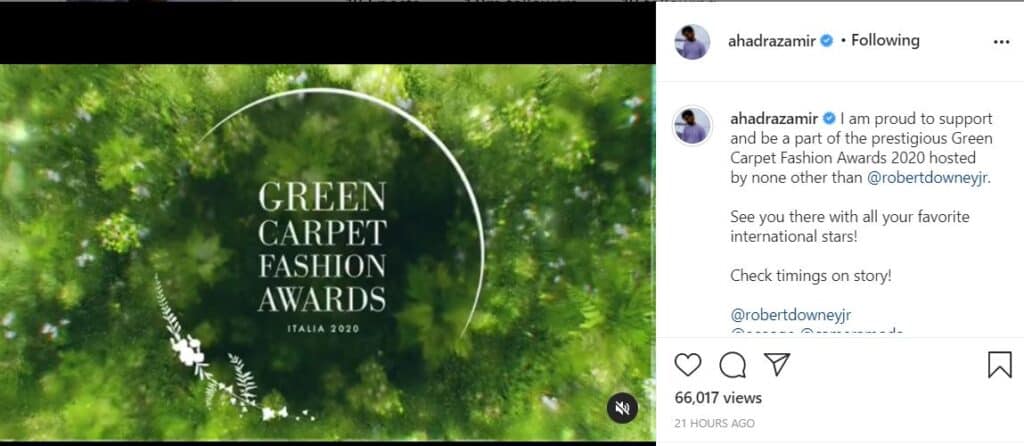 sajal aly and ahad raza mir at Green carpet fashion awards 2020