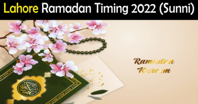 Lahore Ramadan Timing 2022 Sunni