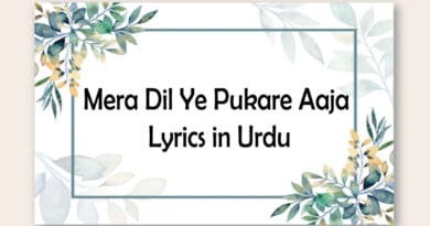 Mera Dil Ye Pukare Aaja lyrics in urdu